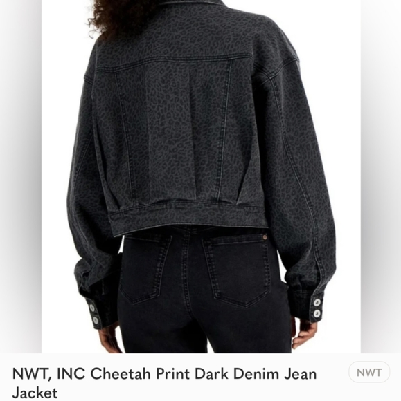 NWT INC. Cheetah Black Jean Jacket - Picture 2 of 2